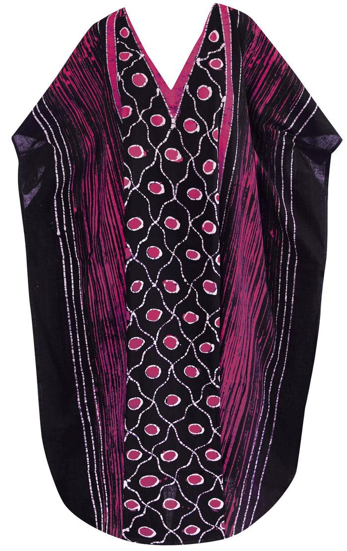 la leela LA LEELA Cotton Batik Printed Women's Kaftan Kimono Summer Beachwear Cover up Dress Pink_U958