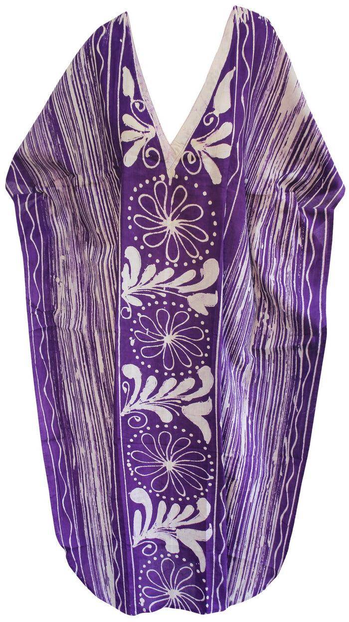 la leela LA LEELA Cotton Batik Printed Women's Kaftan Kimono Summer Beachwear Cover up Dress Purple_U910