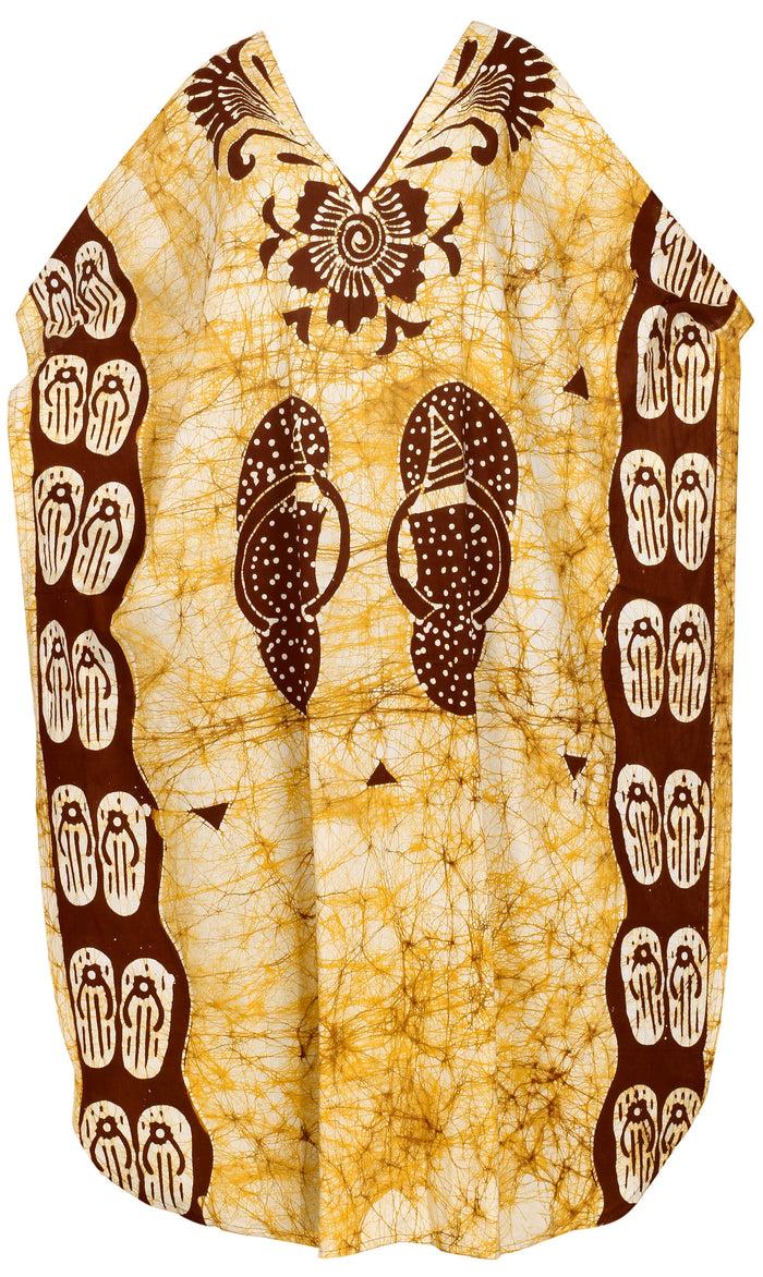 la leela LA LEELA Cotton Batik Printed Women's Kaftan Kimono Summer Beachwear Cover up Dress Maroon_F262