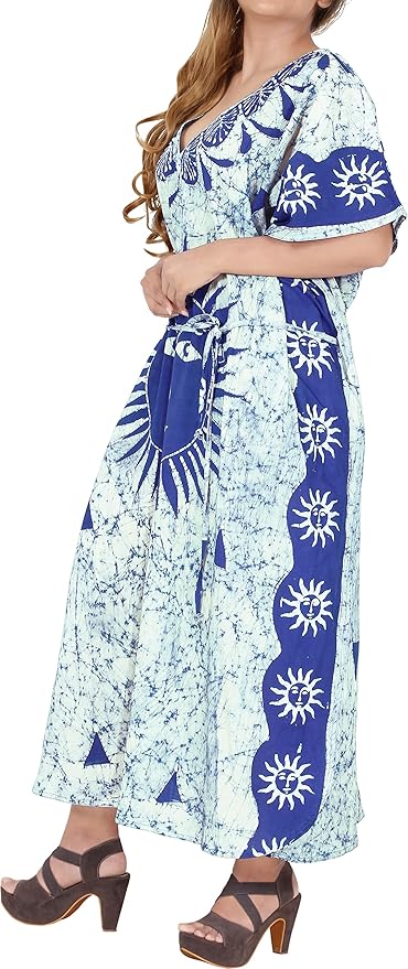 la leela LA LEELA Cotton Batik Women's Kaftan Nightgown