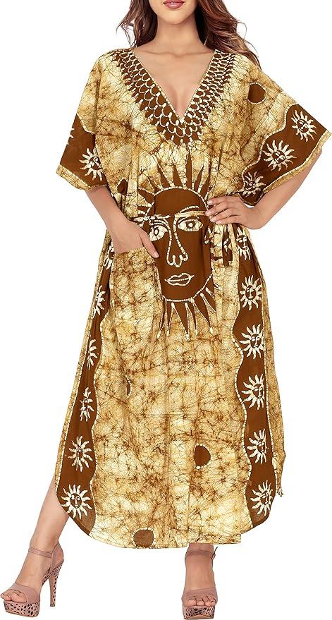 la leela LA LEELA Cotton Batik Women's Kaftan Nightgown
