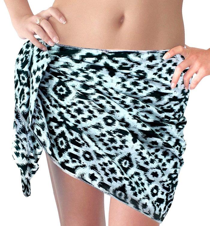 La Leela LA LEELA Cotton Swimwear Towel Women Wrap Sarong Printed 78"X42" Black_1925