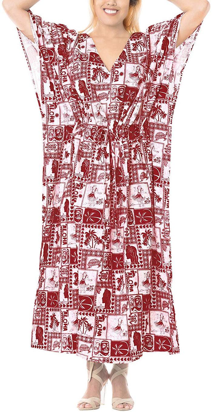 La Leela LA LEELA Cotton Women's Kaftan Kimono Summer Beachwear Cover Up Dress