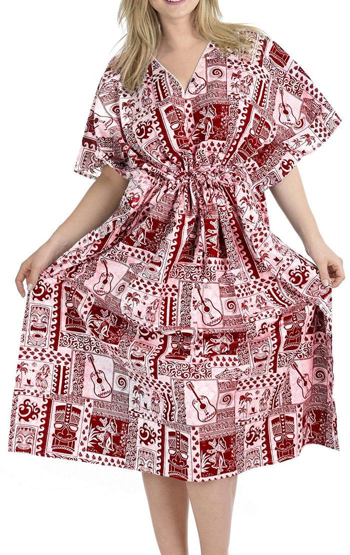 la leela LA LEELA Cotton Women's Kaftan Kimono Summer Beachwear Cover up Dress