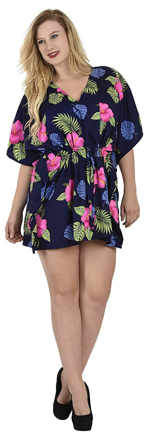 La Leela LA LEELA Cover Up Beach Bikini Swimwear Swimsuit Kaftan Dress Women Printed