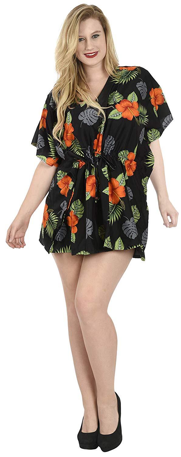 La Leela LA LEELA Cover Up Beach Bikini Swimwear Swimsuit Kaftan Dress Women Printed