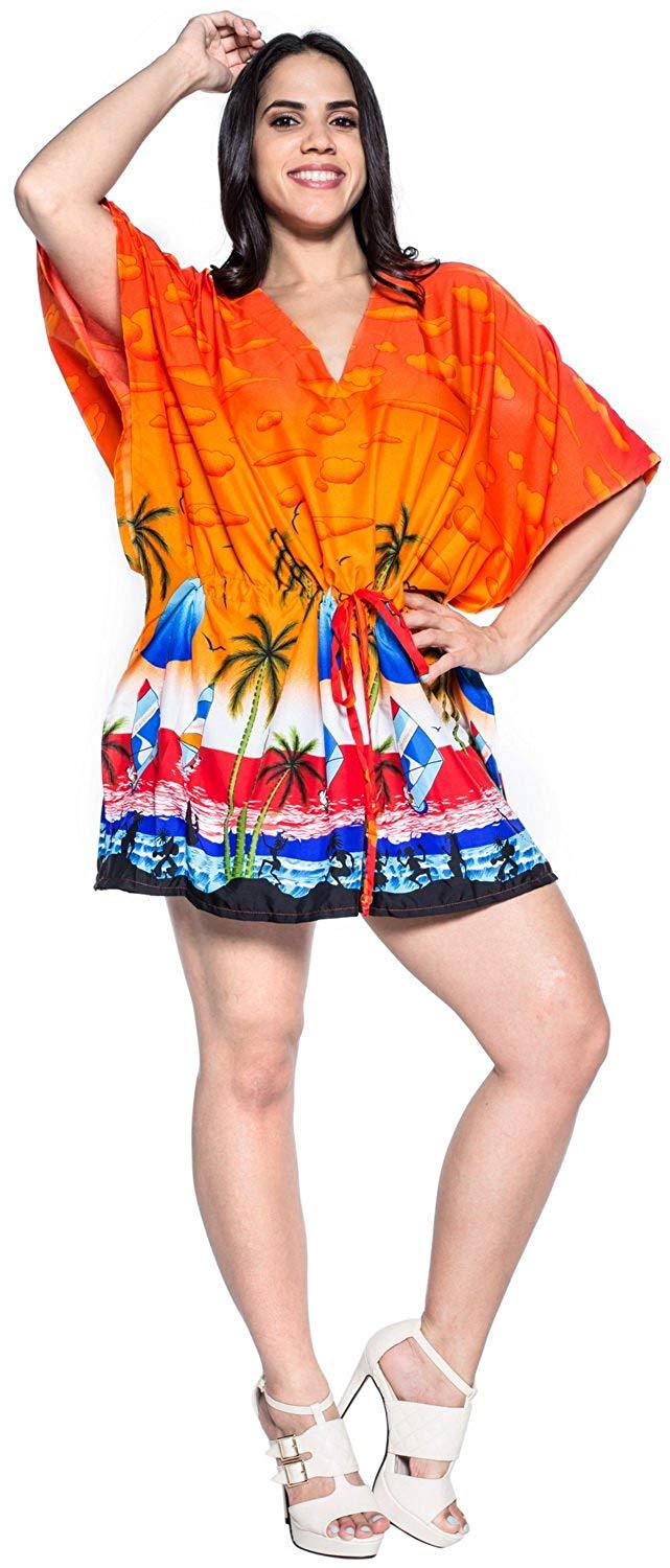 la leela LA LEELA Cover up Beach Bikini Swimwear Swimsuit Kaftan Dress Women Printed