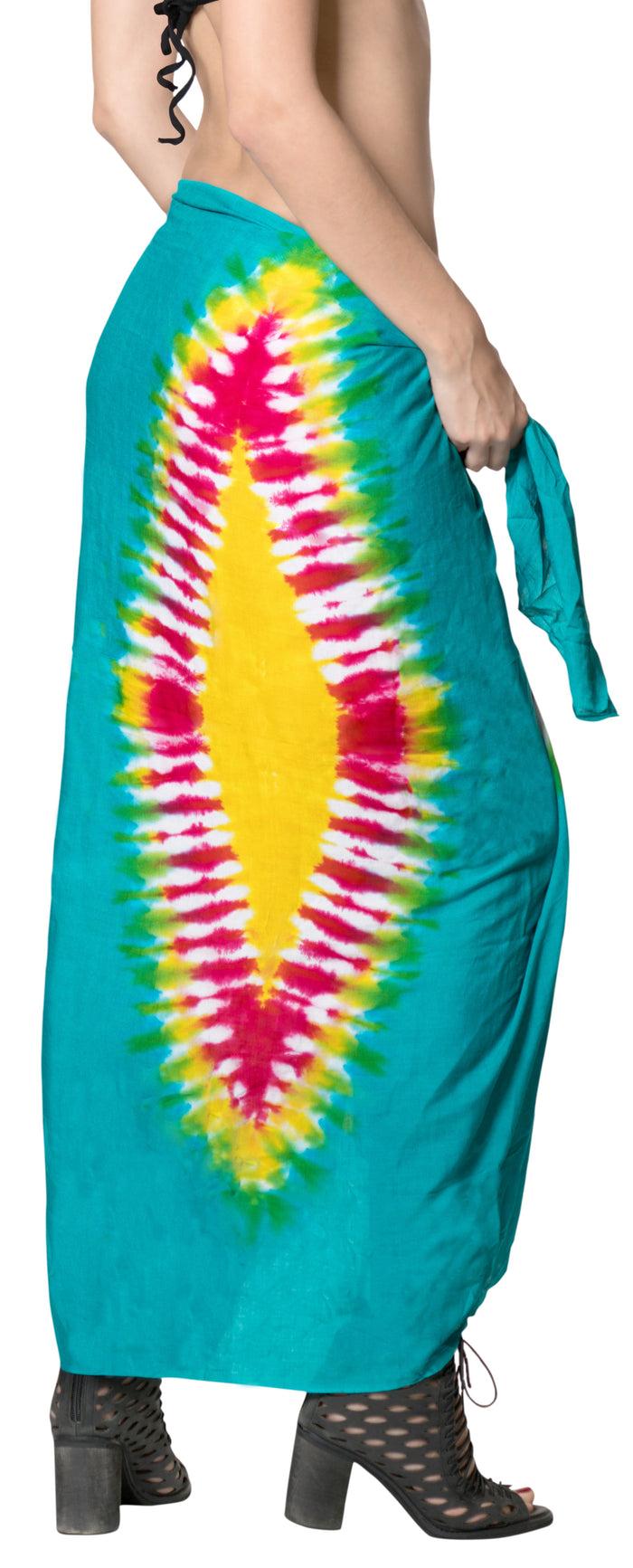 la leela LA LEELA Cover Up Suit Womens Sarong Bikini Cover up Tie Dye 78"X43" Sea Green_4524