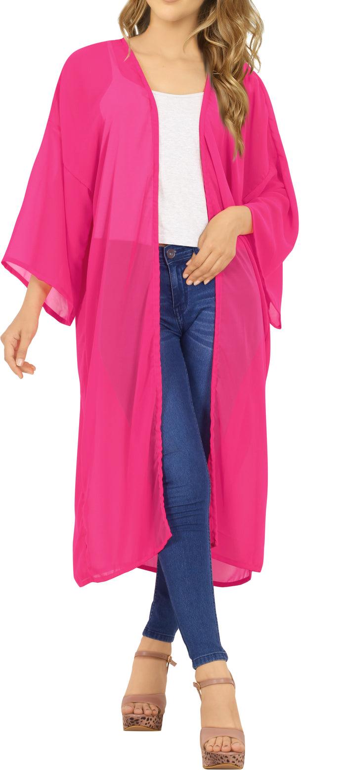 La Leela LA LEELA Cover Ups Beach Bikini Swimwear Swimsuit Kimono Dress Womens Solid