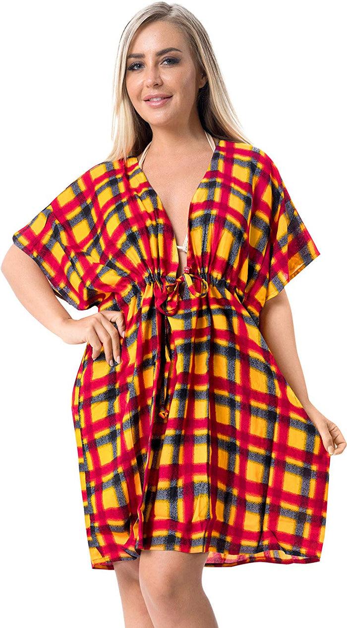 La Leela LA LEELA Cover-ups Beach Bikini Swimwear Swimsuit Caftan Dress Women Printed