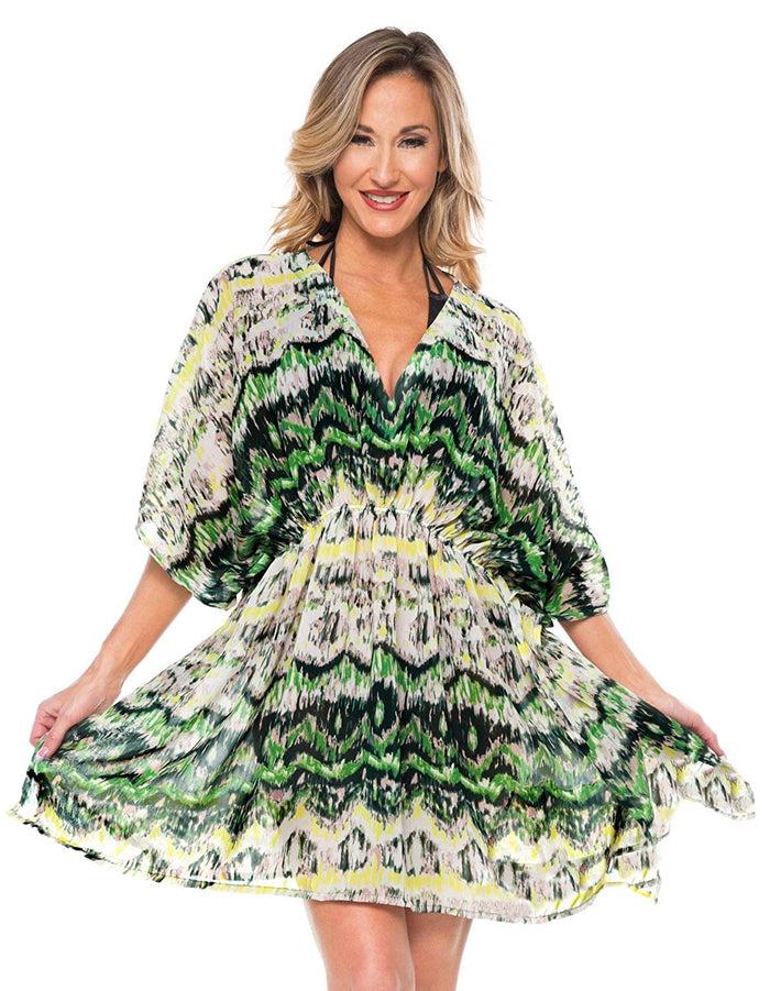 La Leela LA LEELA Cover-ups Beach Bikini Wear Swimsuit Caftan Dress Women's Printed