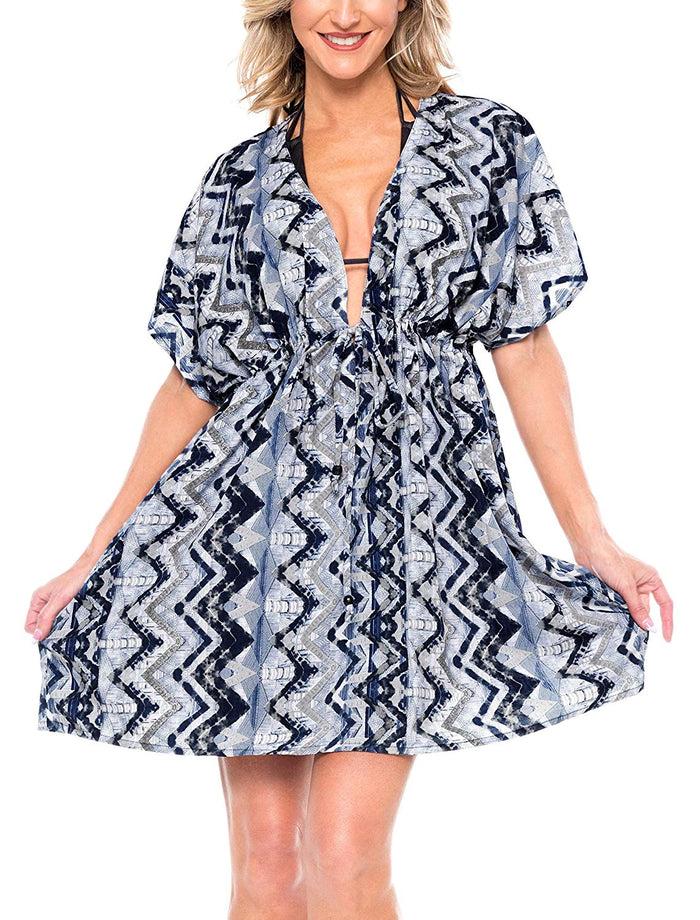 La Leela LA LEELA Coverup Beach Bikini Swimwear Swimsuit Caftan Dress Women Printed