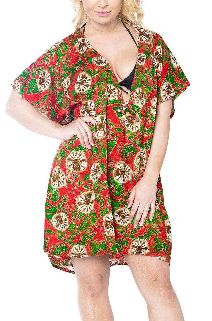 la leela LA LEELA Coverup Beach Bikini Swimwear Swimsuit Caftan Dress Women Printed