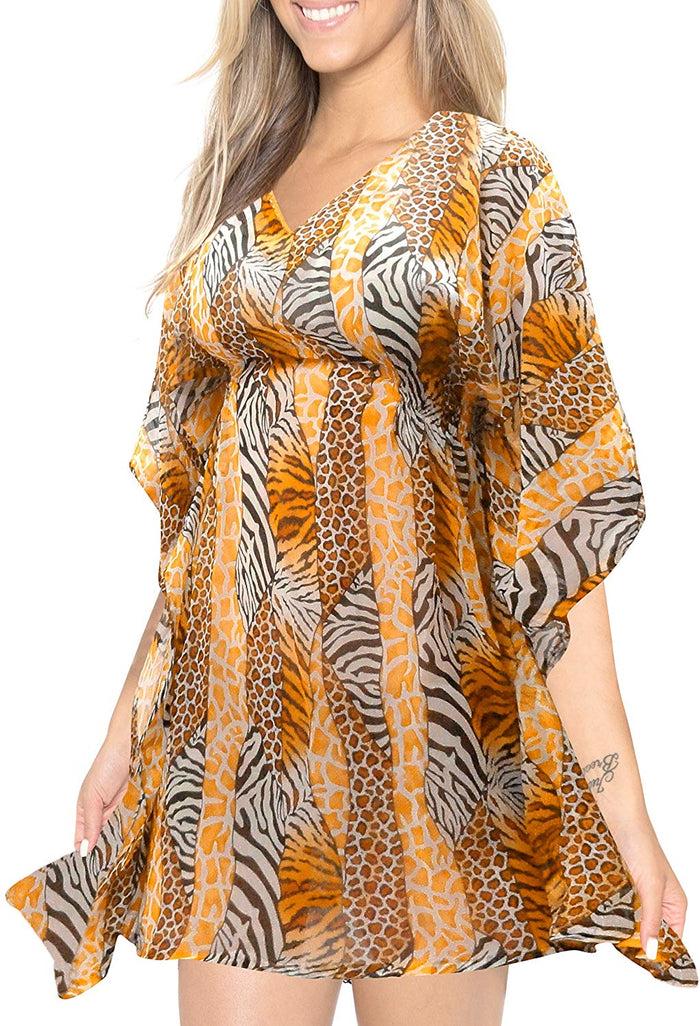 La Leela LA LEELA Coverup Beach Bikini Swimwear Swimsuit Kimono Dresses Women Printed