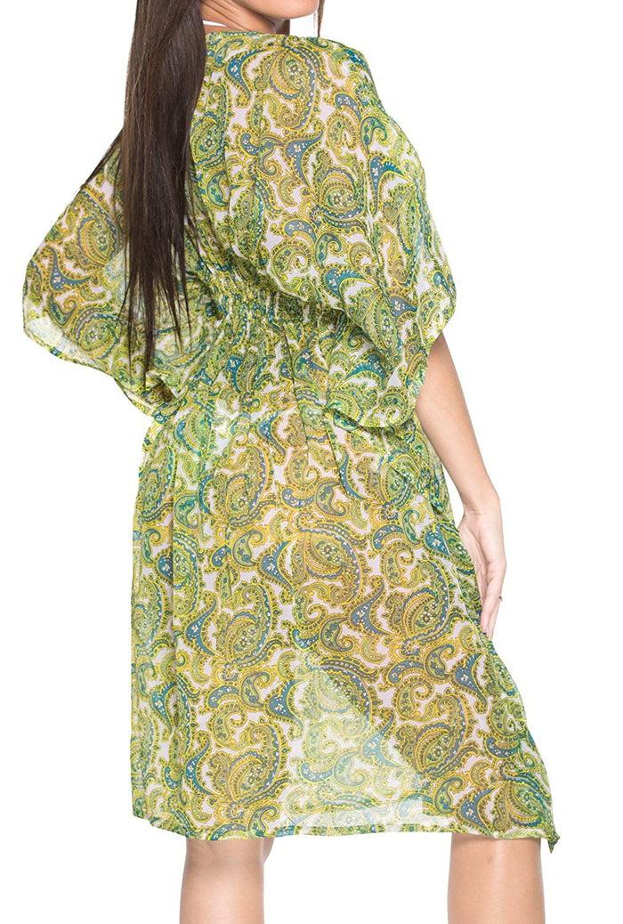 La Leela LA LEELA Coverup Beach Bikini Swimwear Swimsuit Kimono Dresses Women Printed