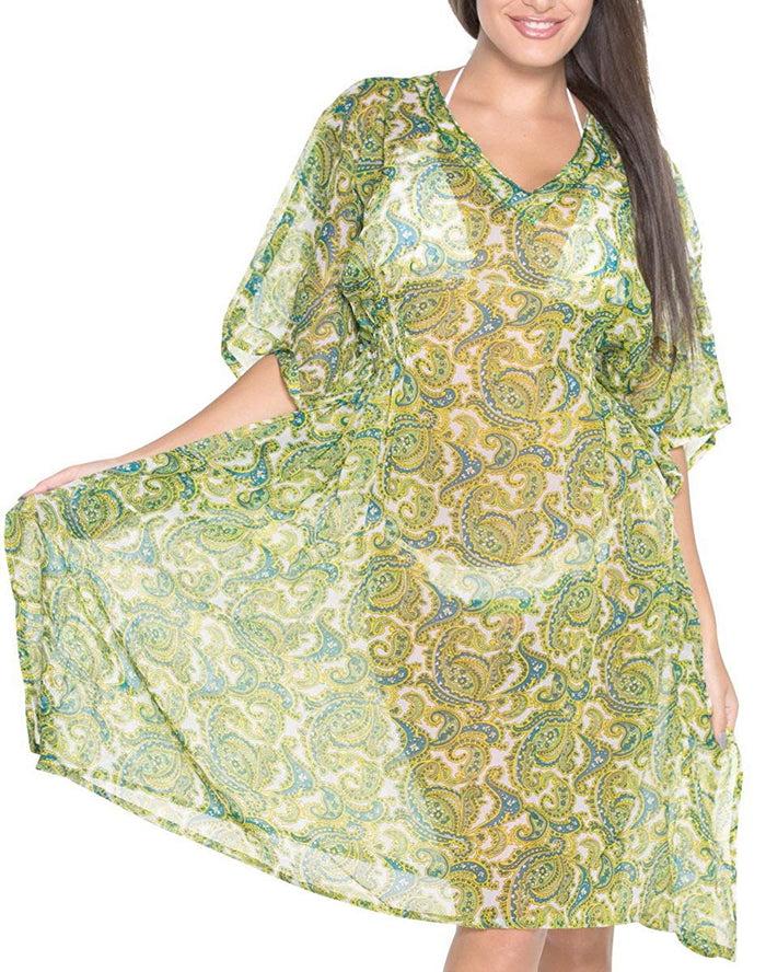 la leela LA LEELA Coverup Beach Bikini Swimwear Swimsuit Kimono Dresses Women Printed