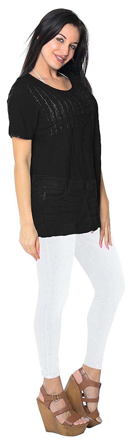 La Leela LA LEELA Coverup Beach Bikini Wear Swimsuit Kaftans Dress Women Embroidery