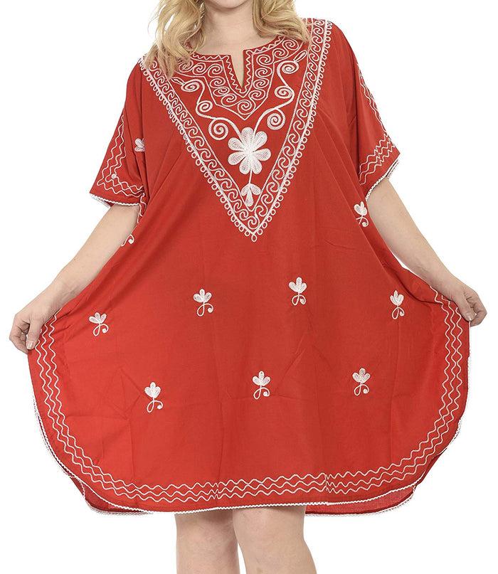 La Leela LA LEELA Coverup Beach Bikini Wear Swimsuit Kimono Summer Dress Women Embroidery