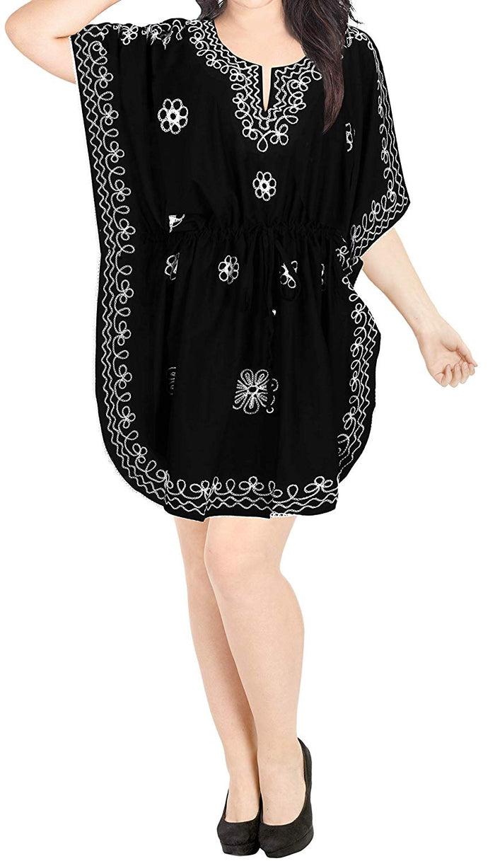 La Leela LA LEELA Coverup Beach Bikini Wear Swimsuit Kimono Summer Dress Women Embroidery