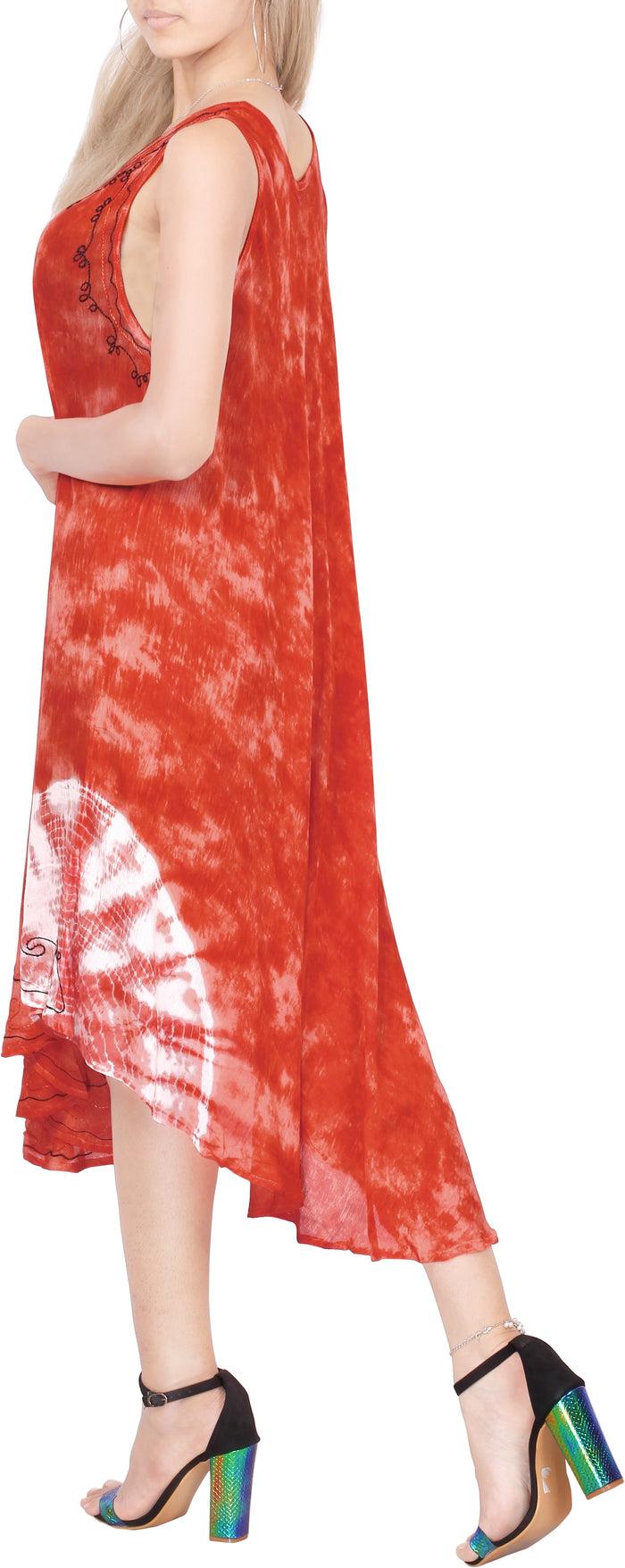 La Leela LA LEELA Floral Caftan Beach Dress Cover Up For Women Orange_Y866 US Size 14 - 2