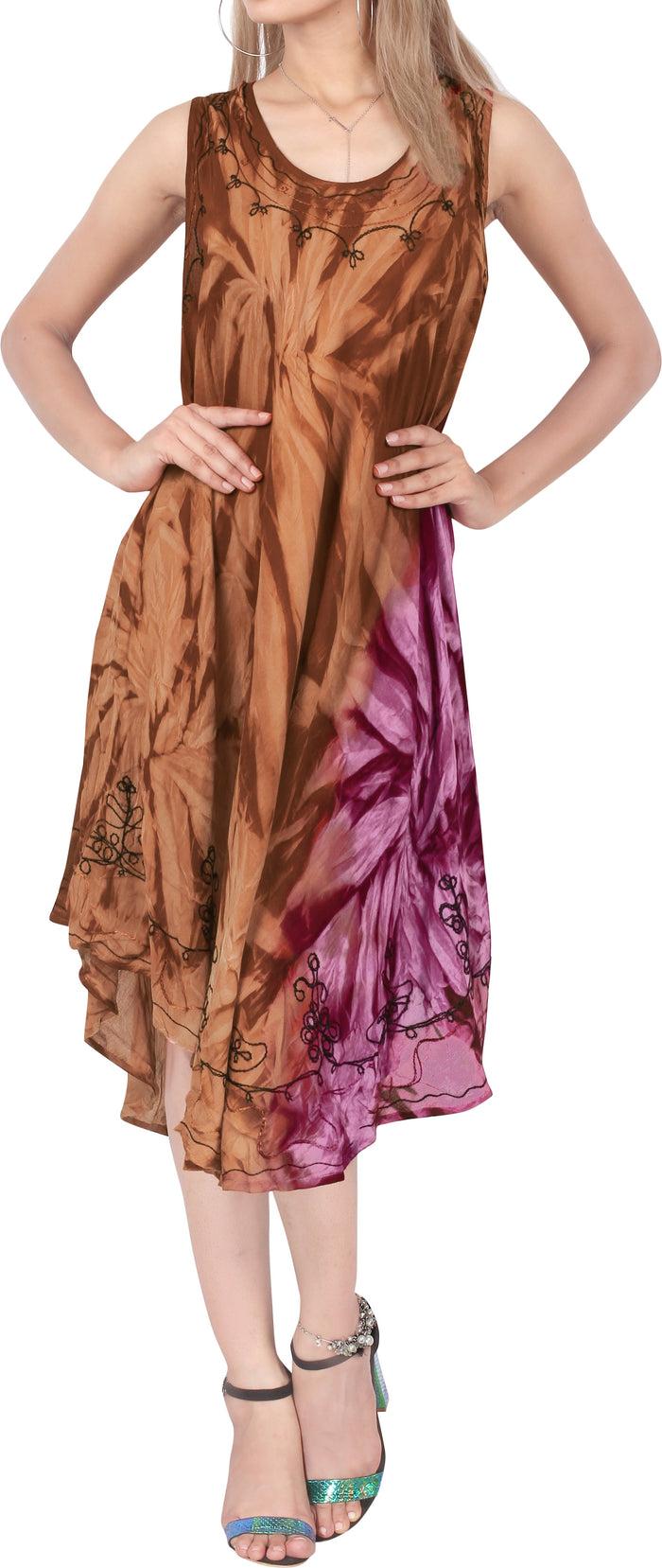 la leela LA LEELA Floral Casual Caftan Dress for Women Brown_Y860 US Size 14 - 20W