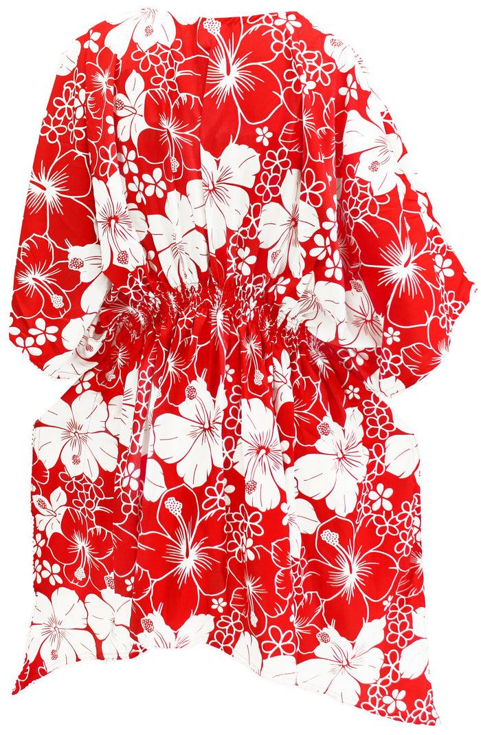 La Leela La Leela Floral Print Beach Swim Caftan PLUS Cover Up Christmas Gift Red WOMEN