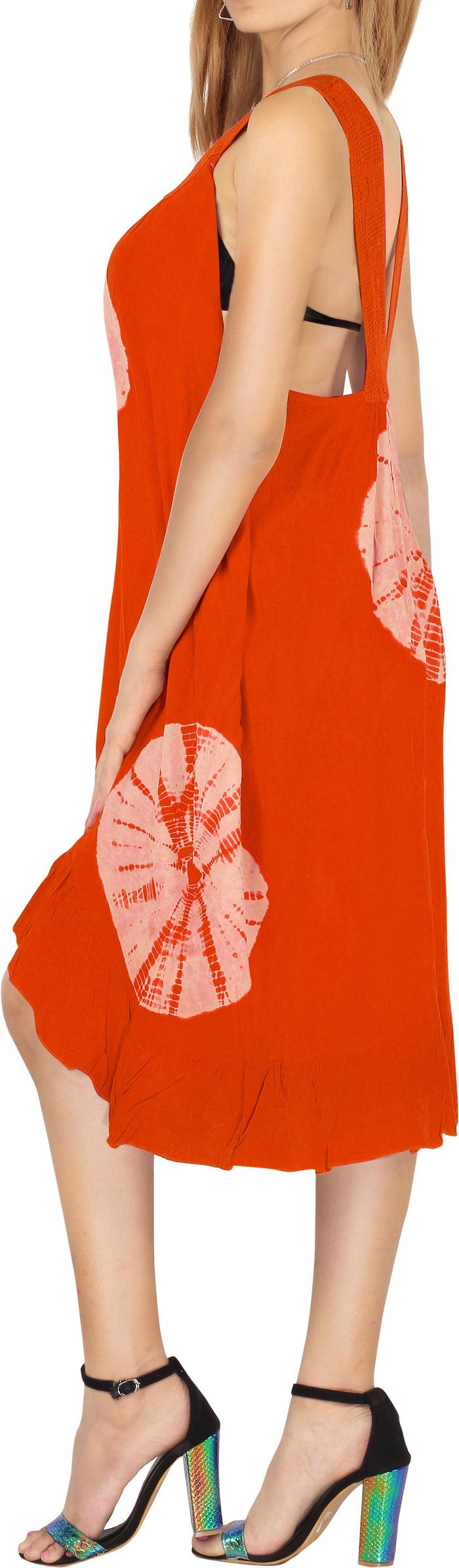 La Leela La Leela Frill Swimsuit Rayon Bikini Swimwear Cover Up Evening Sleeveless Dress