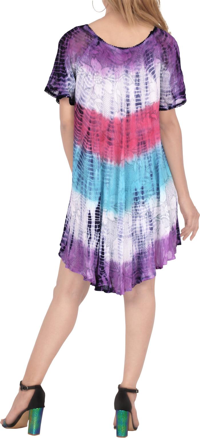 La Leela LA LEELA Girls Crusie Short Dress Pink Blue US: 14 (L) THRU Plus Size 20W (2X)