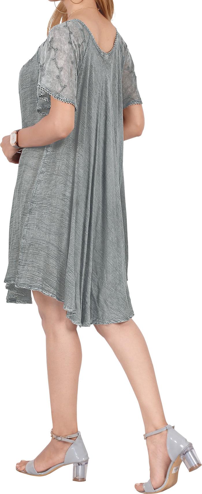 La Leela LA LEELA Girls Rayon Short Dress Drak Grey US: 14 (L) THRU Plus Size 20W (2X)