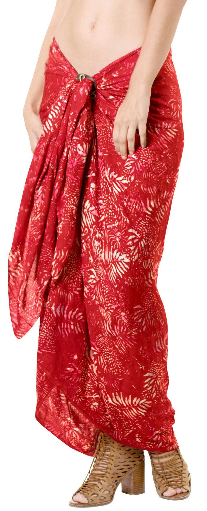 La Leela LA LEELA Hawaiian Bathing Suit Sarong Bikini Cover Up Printed 78"X43" Dark Pink_4415