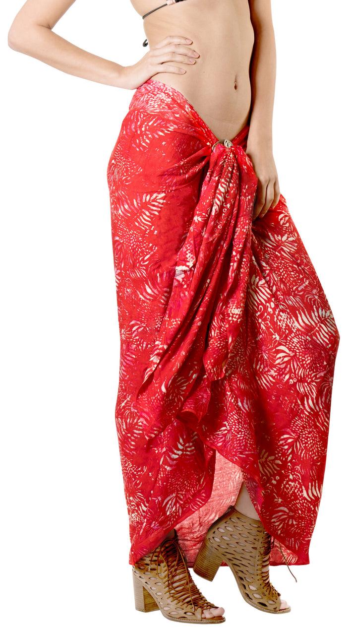 la leela LA LEELA Hawaiian Bathing Suit Sarong Bikini Cover up Printed 78"X43" Dark Pink_4415