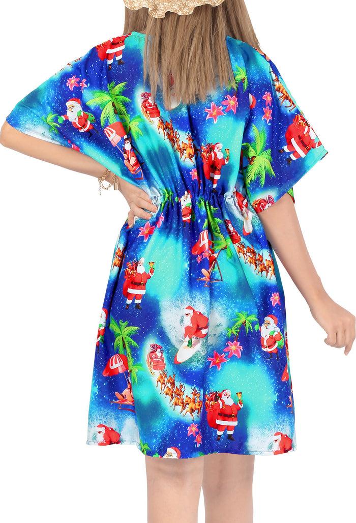 La Leela LA LEELA HD Santa Swim Christmas Cover Up Women Blue_X513 OSFM 14-24W[L- 3X]