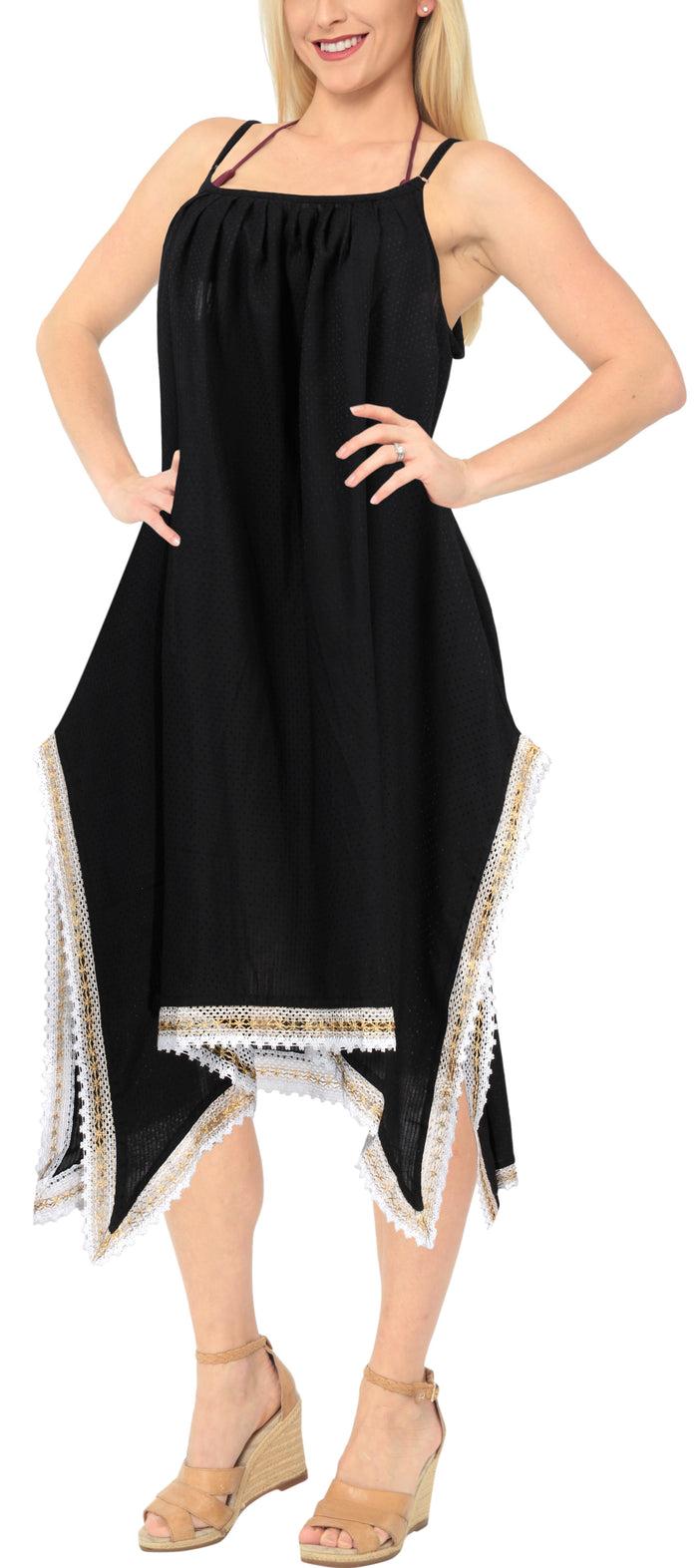 La Leela LA LEELA Kimono Beach Women's Swimwear Swimsuit Bikini Cover Up Blouse Black