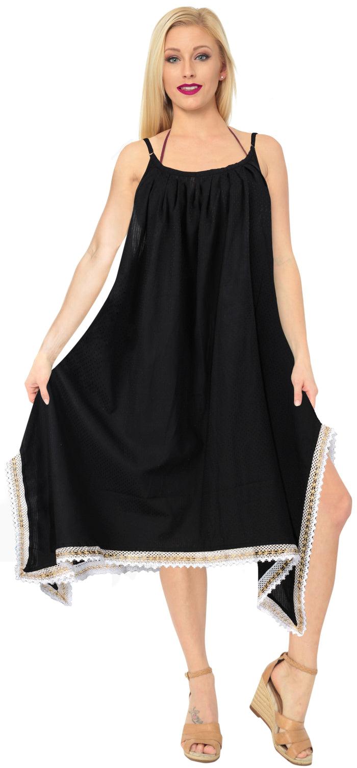 La Leela LA LEELA Kimono Beach Women's Swimwear Swimsuit Bikini Cover Up Blouse Black