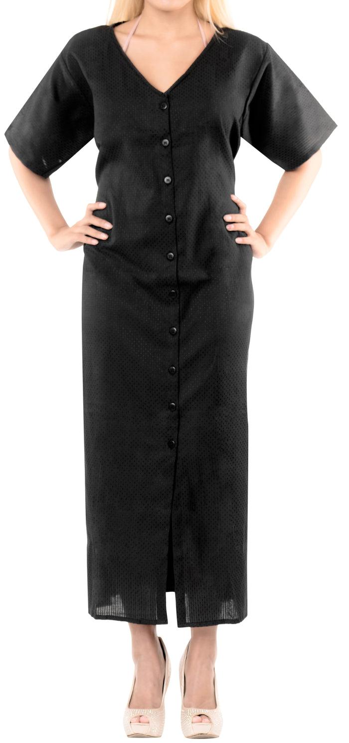 La Leela LA LEELA Kimono Beach Women's Swimwear Swimsuit Bikini Cover Up Blouse Black