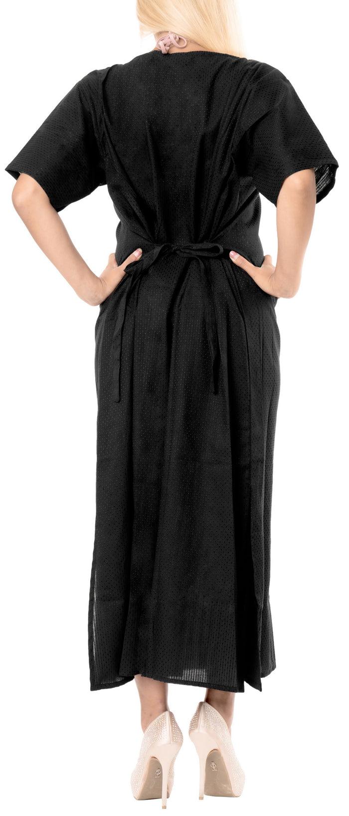 La Leela LA LEELA Kimono Beach Women's Swimwear Swimsuit Bikini Cover Up Blouse Black