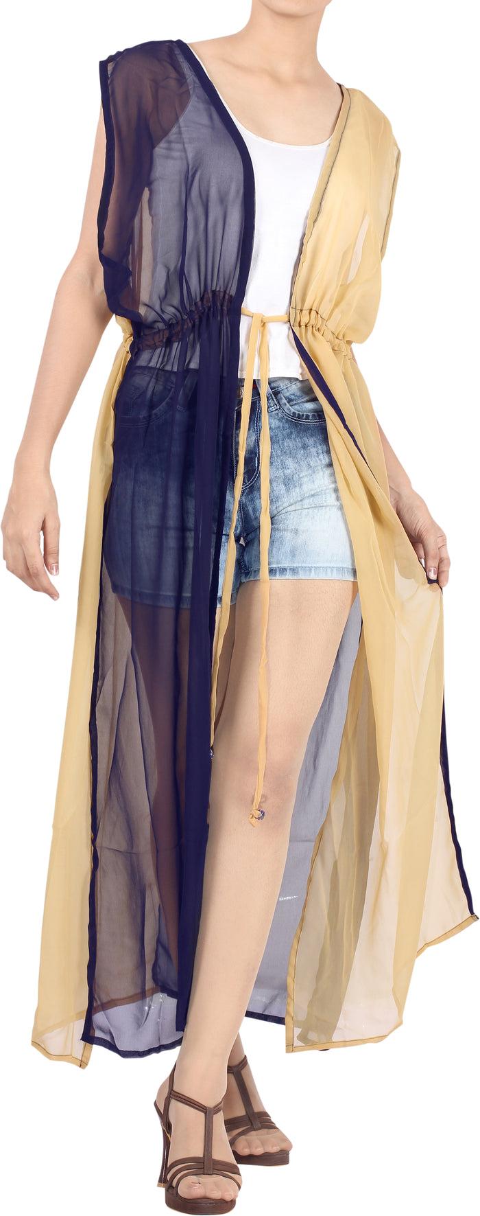 la leela LA LEELA Kimono Cardigan Bikini Cover up jacket loose Blouse Cover Up Beige_A839