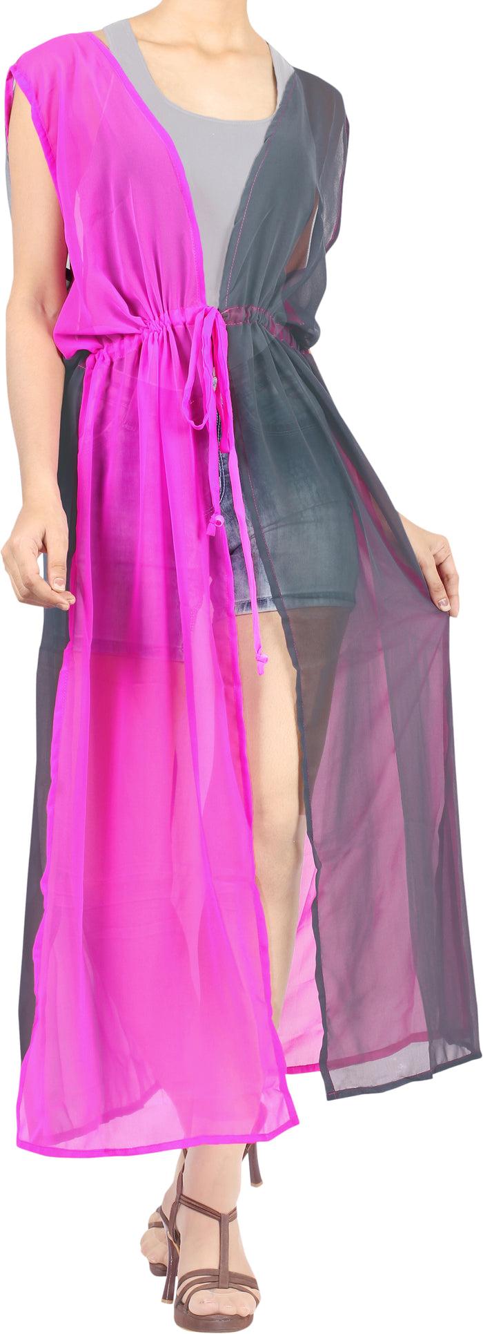 la leela LA LEELA Kimono Cardigan Bikini Cover up jacket loose Blouse Cover Up Grey_A830