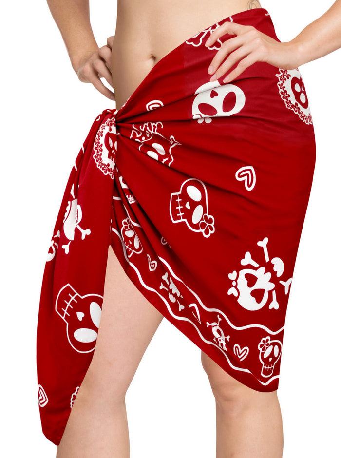 La Leela La Leela Likre Casual Resort Pareo Girl Wrap Sarong Printed 78"X21" Red_321