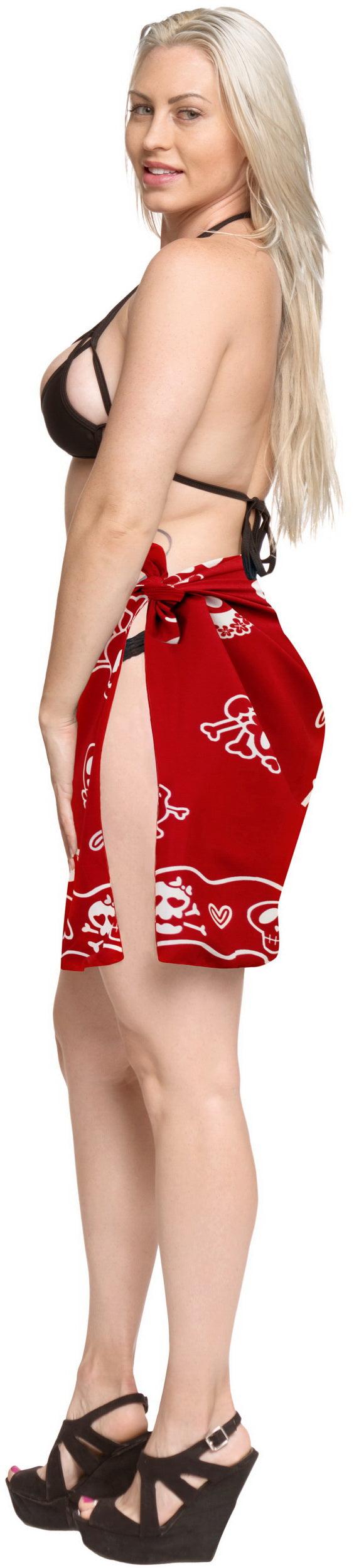 La Leela La Leela Likre Casual Resort Pareo Girl Wrap Sarong Printed 78"X21" Red_321