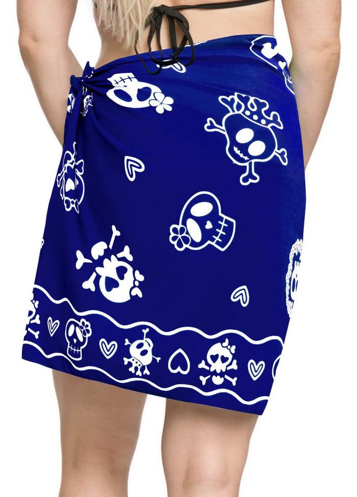 La Leela La Leela Likre Hawaiian Beach Wrap Girl Sarong Printed 78"X21" Royal Blue_323
