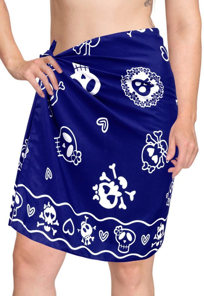 la leela La Leela Likre Hawaiian Beach Wrap Girl Sarong Printed 78"X21" Royal Blue_323