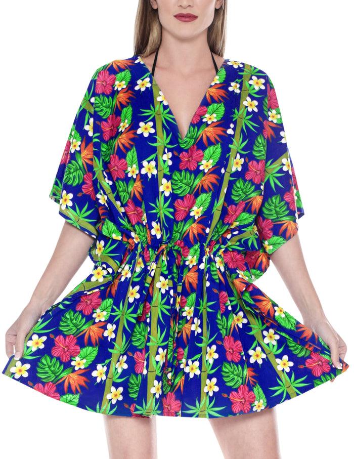 la leela La Leela Likre Printed womens swimwear swimsuit bikini kimono cover up Lounge Office wear Blue