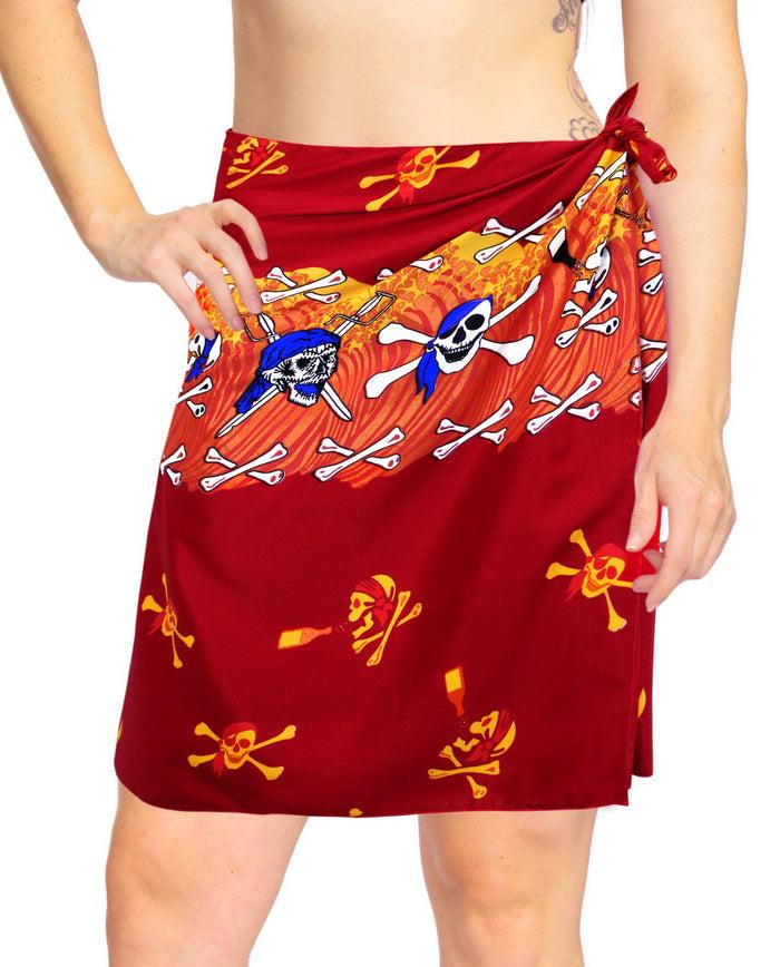 La Leela La Leela Likre Swimsuit Wrap Pareo Girl Beach Sarong Printed 72"X21" Red_331