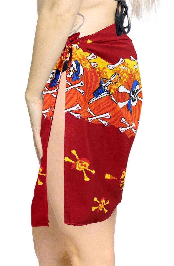 La Leela La Leela Likre Swimsuit Wrap Pareo Girl Beach Sarong Printed 72"X21" Red_331
