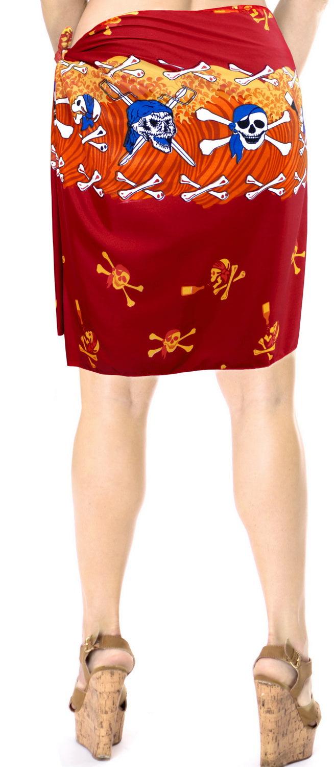 La Leela La Leela Likre Swimsuit Wrap Pareo Girl Beach Sarong Printed 72"X21" Red_331