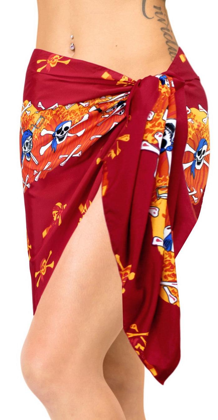 la leela La Leela Likre Swimsuit Wrap Pareo Girl Beach Sarong Printed 72"X21" Red_331