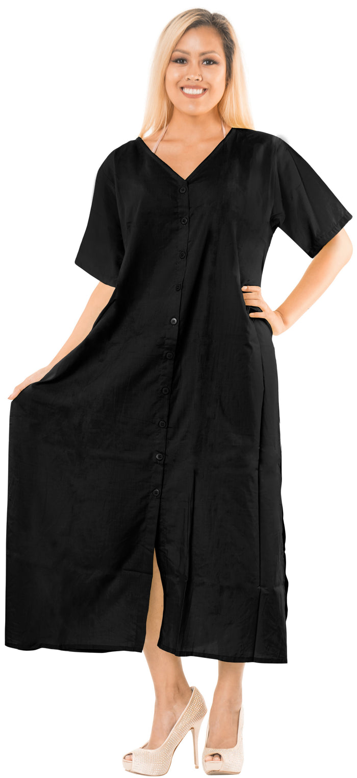 La Leela La Leela Long Button Swimwear Swimsuit Long MAXI Beach Dresss Bikini Cover Up