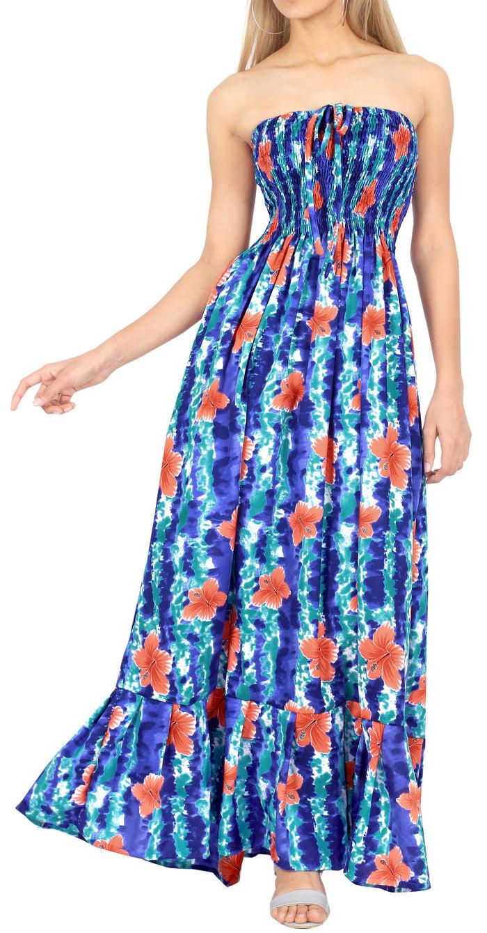 La Leela LA LEELA Long Maxi Floral Halter Neck Tube Maxi Dress For Women Beach Cocktail Party Casual Chic Boho Female Summer Sundress