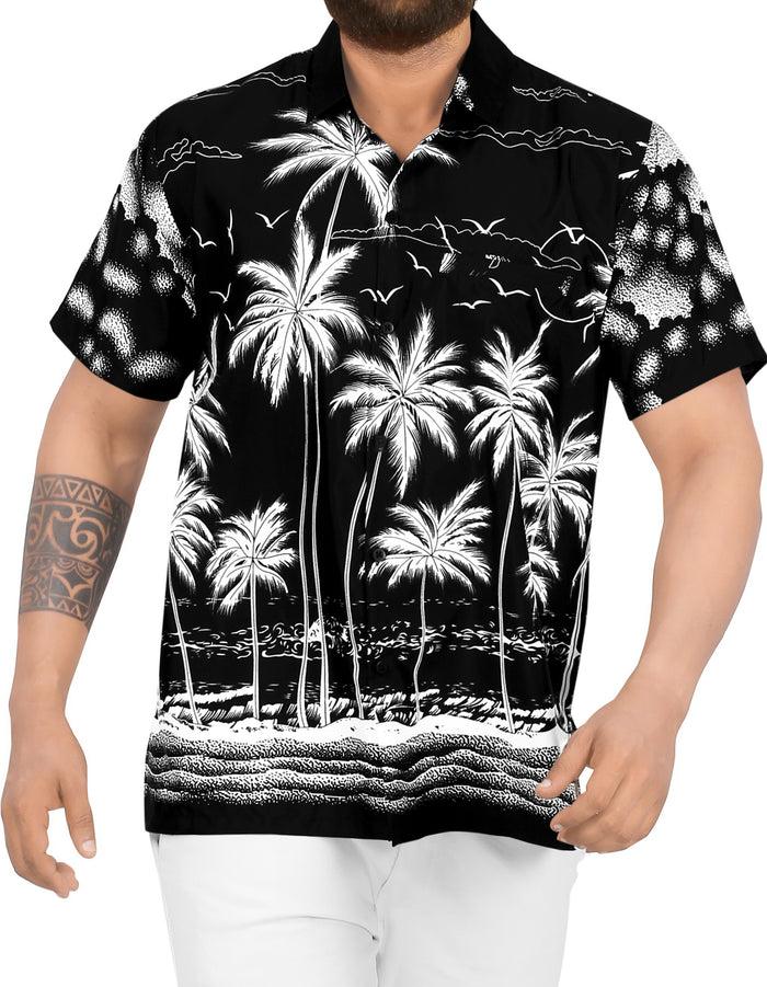 la leela LA LEELA Men Casual Beach hawaiian Shirt for Aloha Tropical Beach front Short sleeve Black P00001 la leela LA LEELA Men Casual Beach hawaiian Shirt for Aloha Tropical Beach front Short sleeve Black P00001